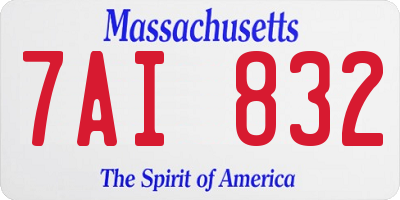 MA license plate 7AI832