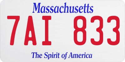 MA license plate 7AI833