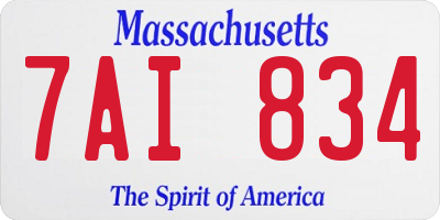MA license plate 7AI834
