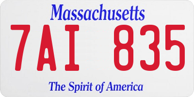 MA license plate 7AI835