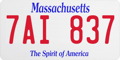 MA license plate 7AI837