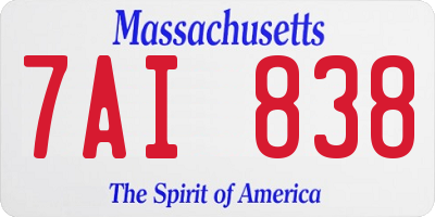 MA license plate 7AI838