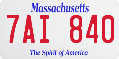 MA license plate 7AI840