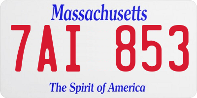 MA license plate 7AI853