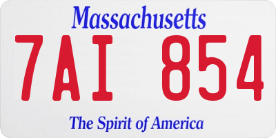 MA license plate 7AI854