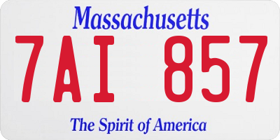 MA license plate 7AI857