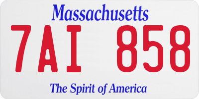 MA license plate 7AI858