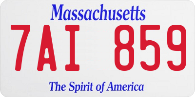 MA license plate 7AI859