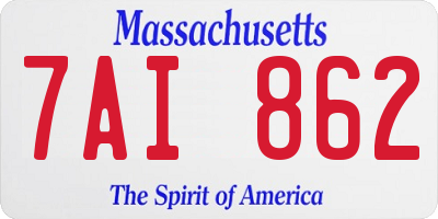 MA license plate 7AI862