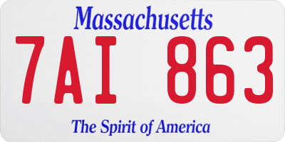 MA license plate 7AI863