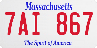 MA license plate 7AI867