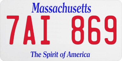MA license plate 7AI869