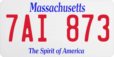 MA license plate 7AI873