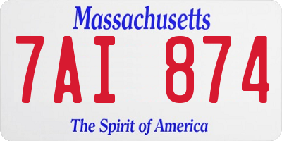 MA license plate 7AI874