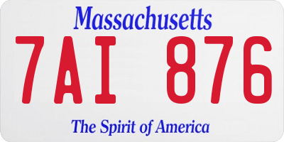 MA license plate 7AI876