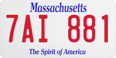 MA license plate 7AI881
