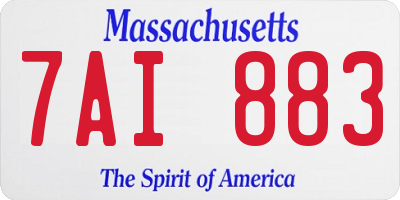 MA license plate 7AI883