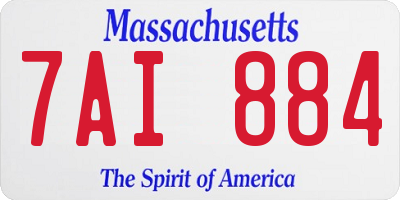 MA license plate 7AI884