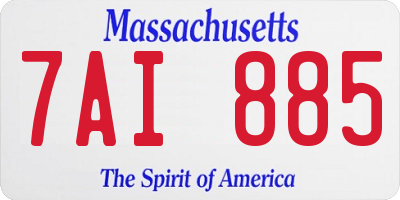 MA license plate 7AI885