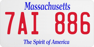MA license plate 7AI886