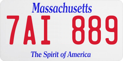 MA license plate 7AI889