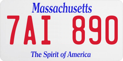 MA license plate 7AI890