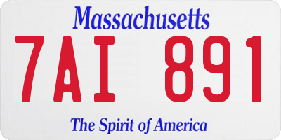 MA license plate 7AI891