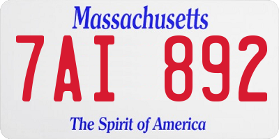 MA license plate 7AI892