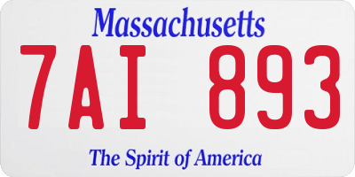 MA license plate 7AI893