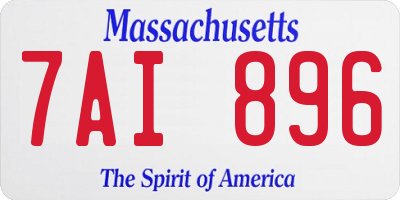 MA license plate 7AI896
