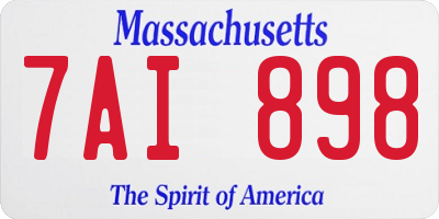 MA license plate 7AI898