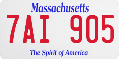 MA license plate 7AI905