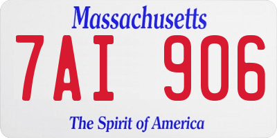 MA license plate 7AI906