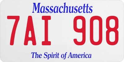 MA license plate 7AI908