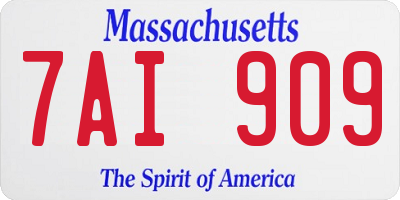 MA license plate 7AI909
