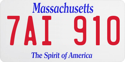 MA license plate 7AI910