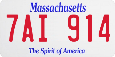 MA license plate 7AI914