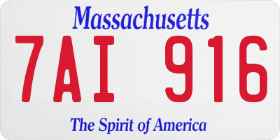MA license plate 7AI916