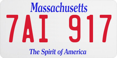 MA license plate 7AI917