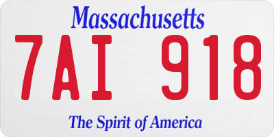MA license plate 7AI918