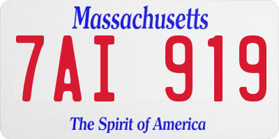 MA license plate 7AI919