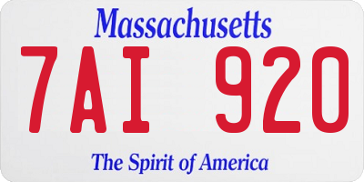 MA license plate 7AI920