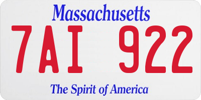 MA license plate 7AI922