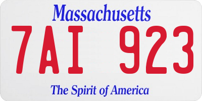MA license plate 7AI923