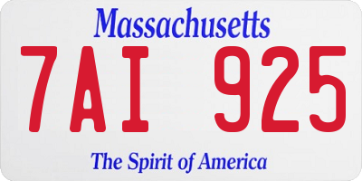 MA license plate 7AI925