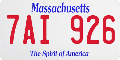 MA license plate 7AI926
