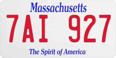 MA license plate 7AI927