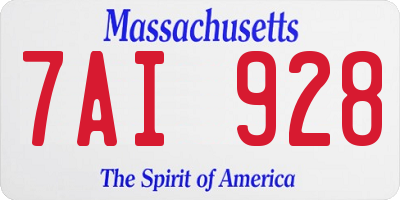 MA license plate 7AI928