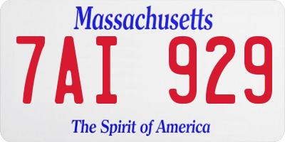 MA license plate 7AI929