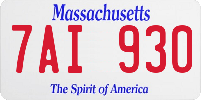 MA license plate 7AI930